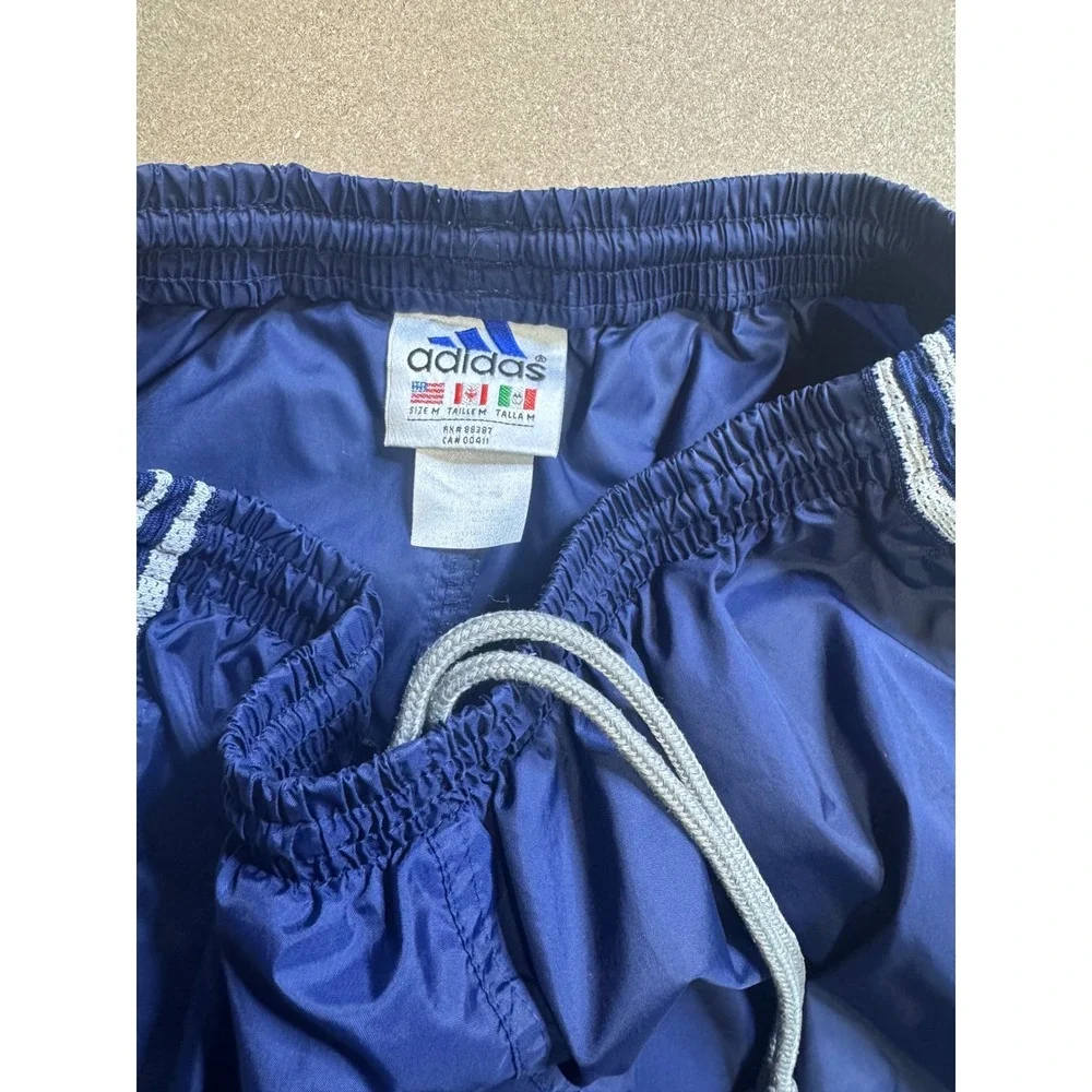 Adidas Vintage‎ Navy Blue Windbreaker Track Pants Mesh Stripes Mens Medium 1559